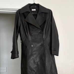 Elegant Black Double-Breasted Trench Coat